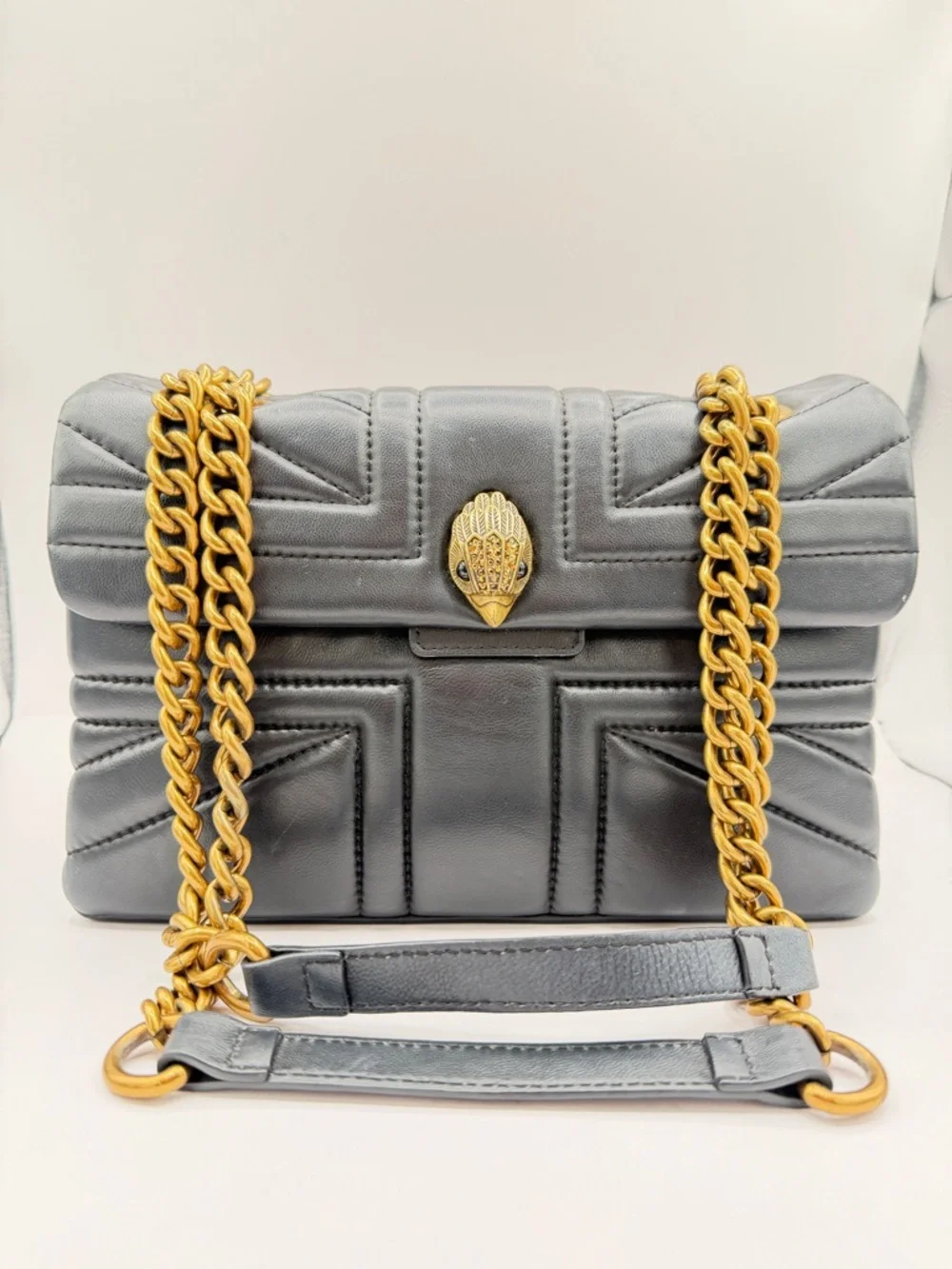 Kurt Geiger Quilted Leather Bag Kensington Quilted Crossbody Gold Chain - Picture 14 of 14